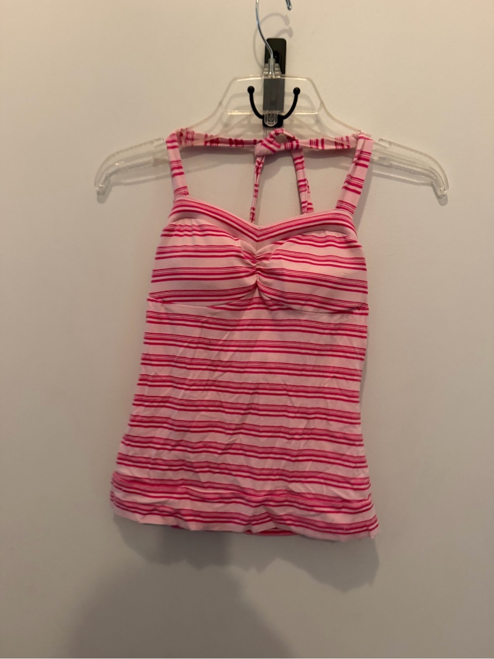 No Boundaries Pink Striped Halter Top with Halter Tie